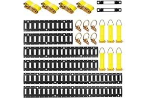 Noliven 24 PCS E Track Tie-Down Rail Kit, 6 Rails, 4 Ratchet Straps, 6 Rope Tie Offs, 6 O Ring Anchors, 2 Single Slot Anchors