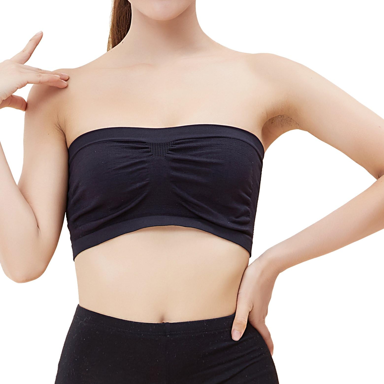 ShapetuneWomen's Basic Stretch Layer Strapless Seamless Tube Bra Bandeau Top