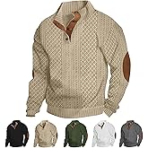 Icelandic Sweater Men,Mens Sweater with Elbow Patches,Vintage Pullover Collar Sweater