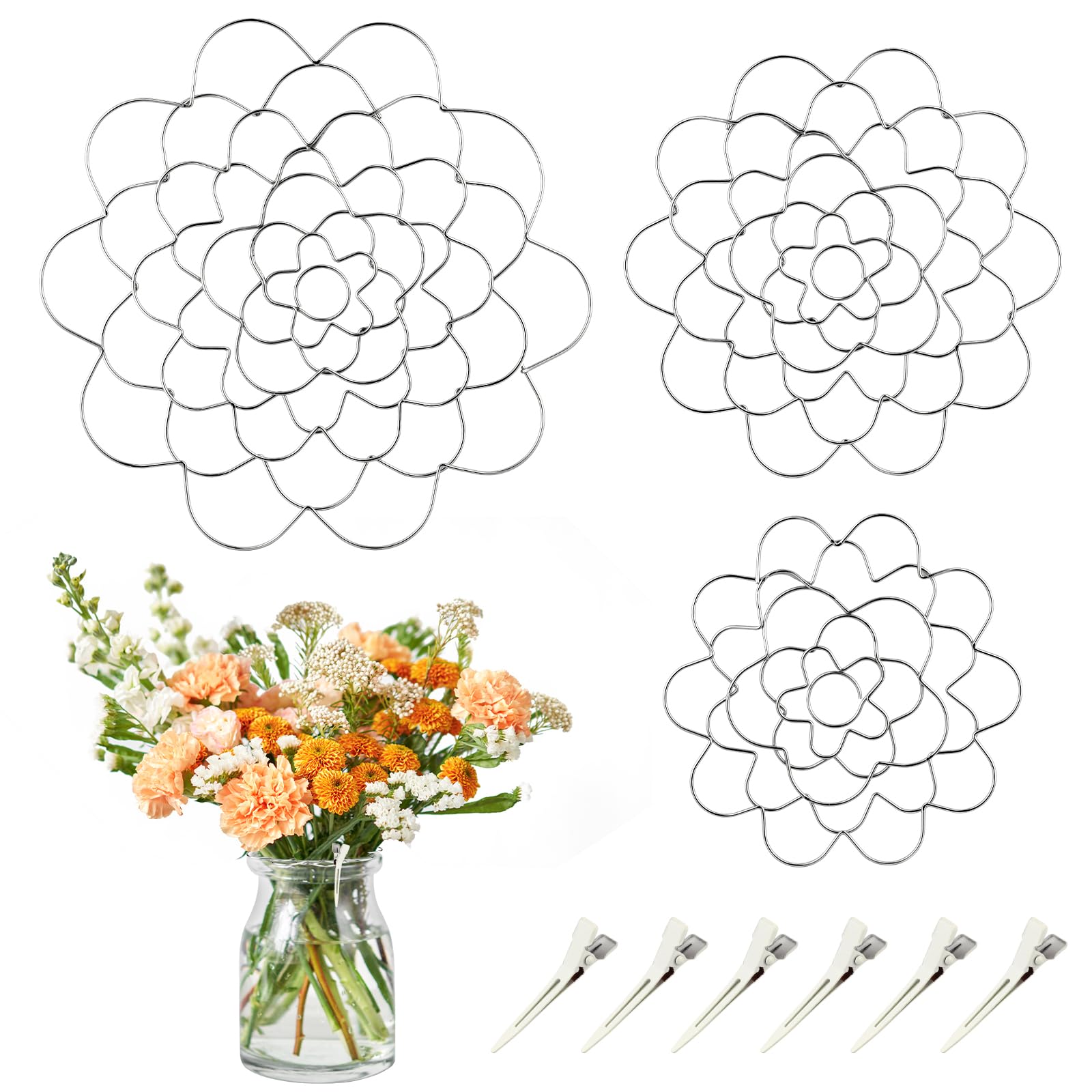 Flower Arrangement Holder, 3Pcs Floral Grid Flower Frog Tool Wire Arranger Twist for Vase Floral Stems Bouquets Plant Fixation