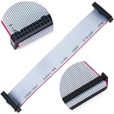 Keszoox 2.54mm IDC Flat Ribbon Cable with FC 6/8/10/14/16/20/26/30/34/40P Dual Row IDC IDE Connector Socket, FC 20-Pin Female