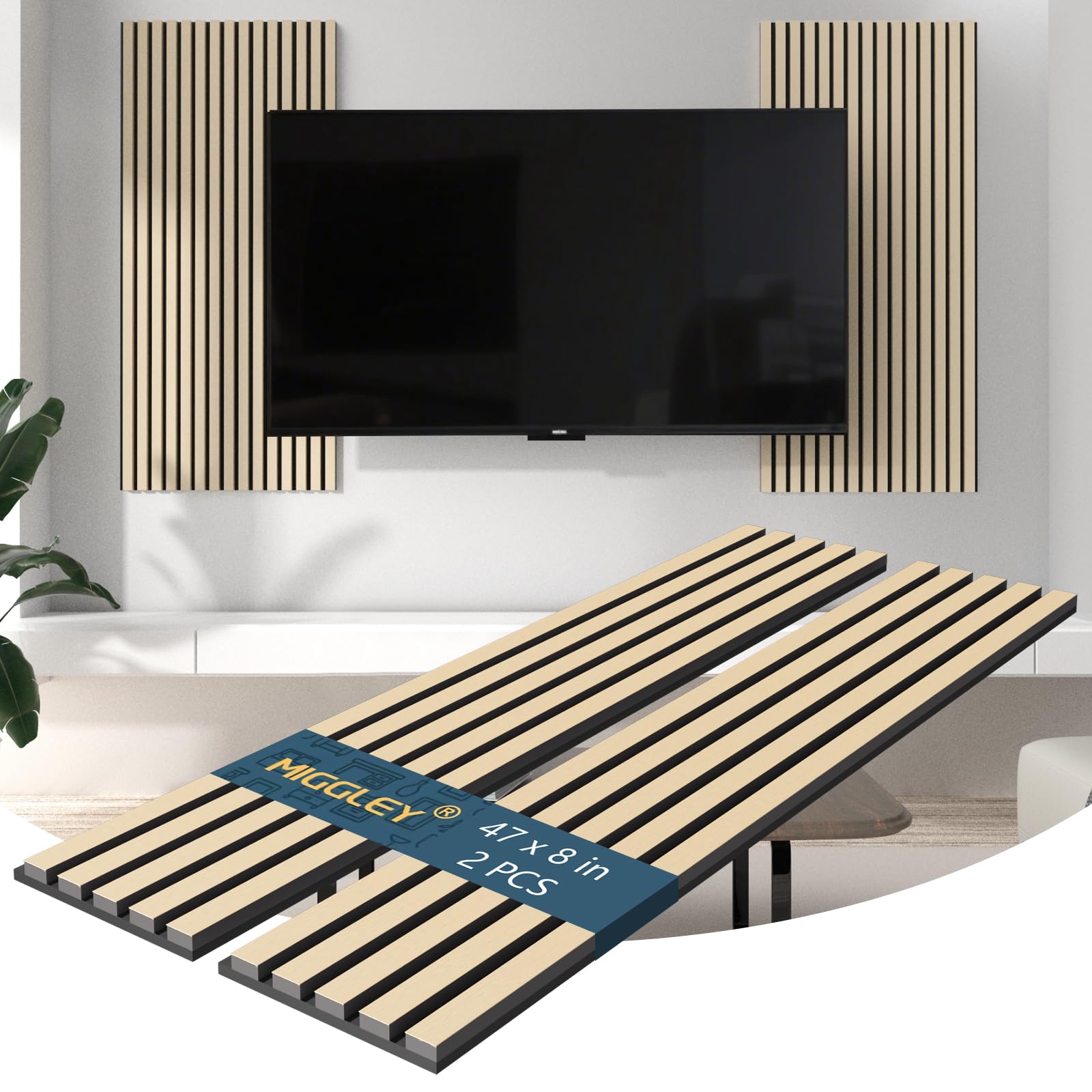Acoustic Wood Wall Panels, Slat Wall Paneling for Home Living Room ...