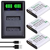 Tectra 3-Pack Li-90B Li-92B DB-110 Battery + Charger for Olympus Tough TG-7, TG-6, TG-5, TG-Tracker, SH-1, SH-2, SP-100 IHS, 