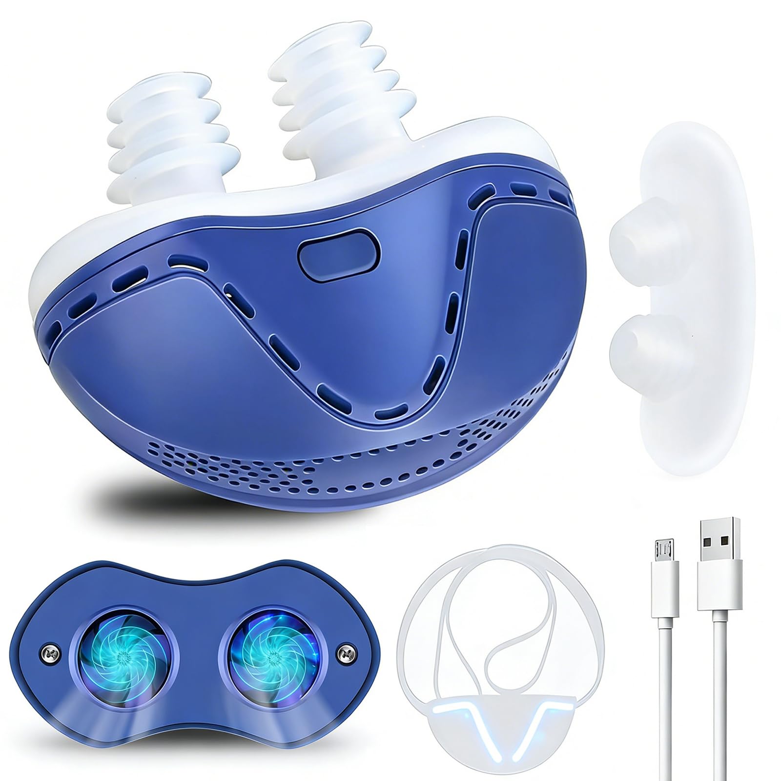 Photo 1 of Anti Snoring Devices, Double Vortex Anti Snoring Device, Snoring Solution, Adjustable Wind Speed, Suitable for All Nose Shapes, Stop Snoring Suitable for Men and Women, Blue SA7