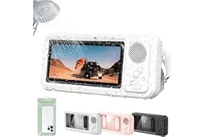 Phone Holder, Shower Phone Holderes with Speaker, Waterproof Phones Holder, 360° Secure Mount & 60° Fixed Opening Angle, for 