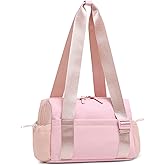 SUIKIHUM Mini Gym Bag for Women, Yoga Small Sports Bag for Women Girls, Waterproof PU Fitness Tote with Wet Compartment, Pink