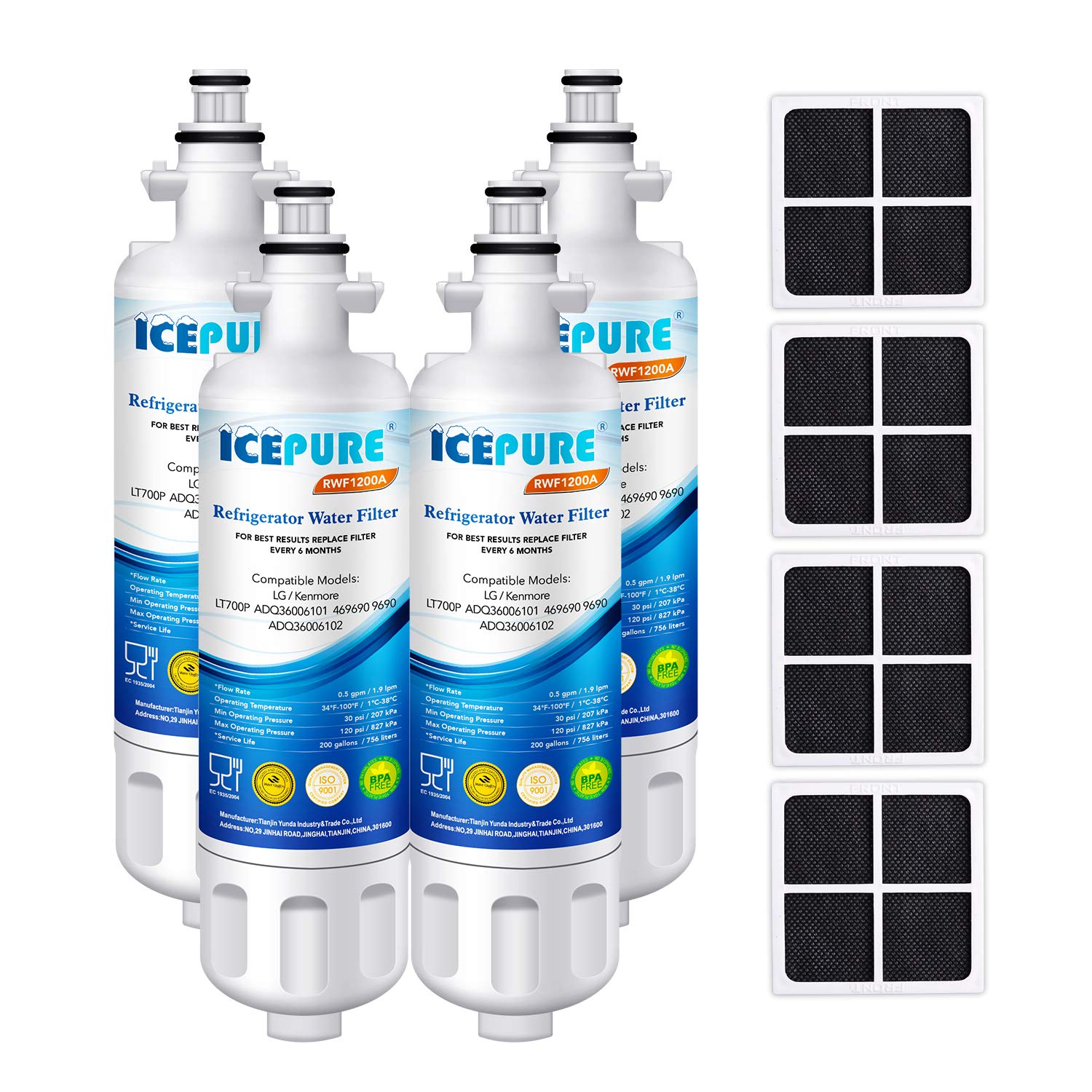 ICEPURE LT700P Replacement for Refrigerator Water Filter and LT120F Air