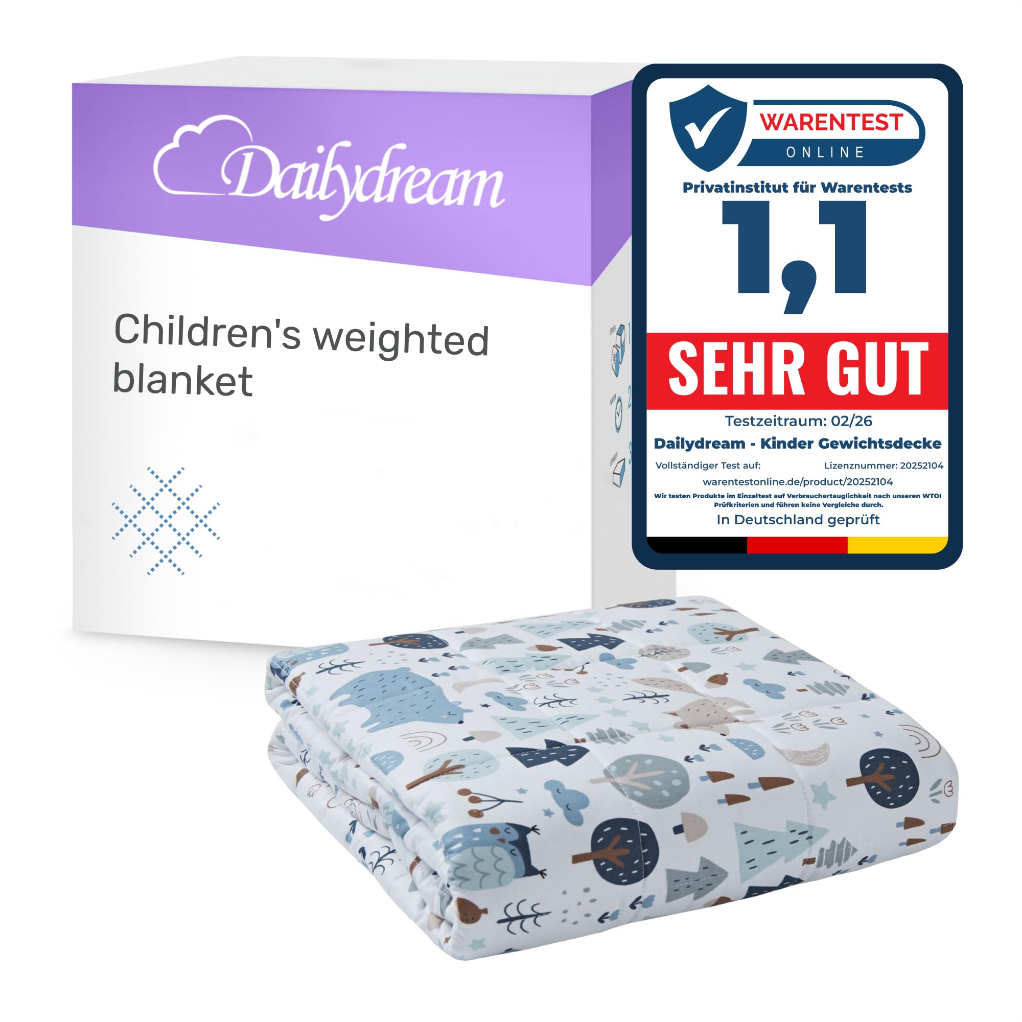 Dailydream Children's Weighted Blanket | 90x120 | 2.5 kg | Forest Design | Made from 100% Cotton | Filled with Glass Beads | Heavy Blanket for Sleeping | Weighted Blanket — image 1