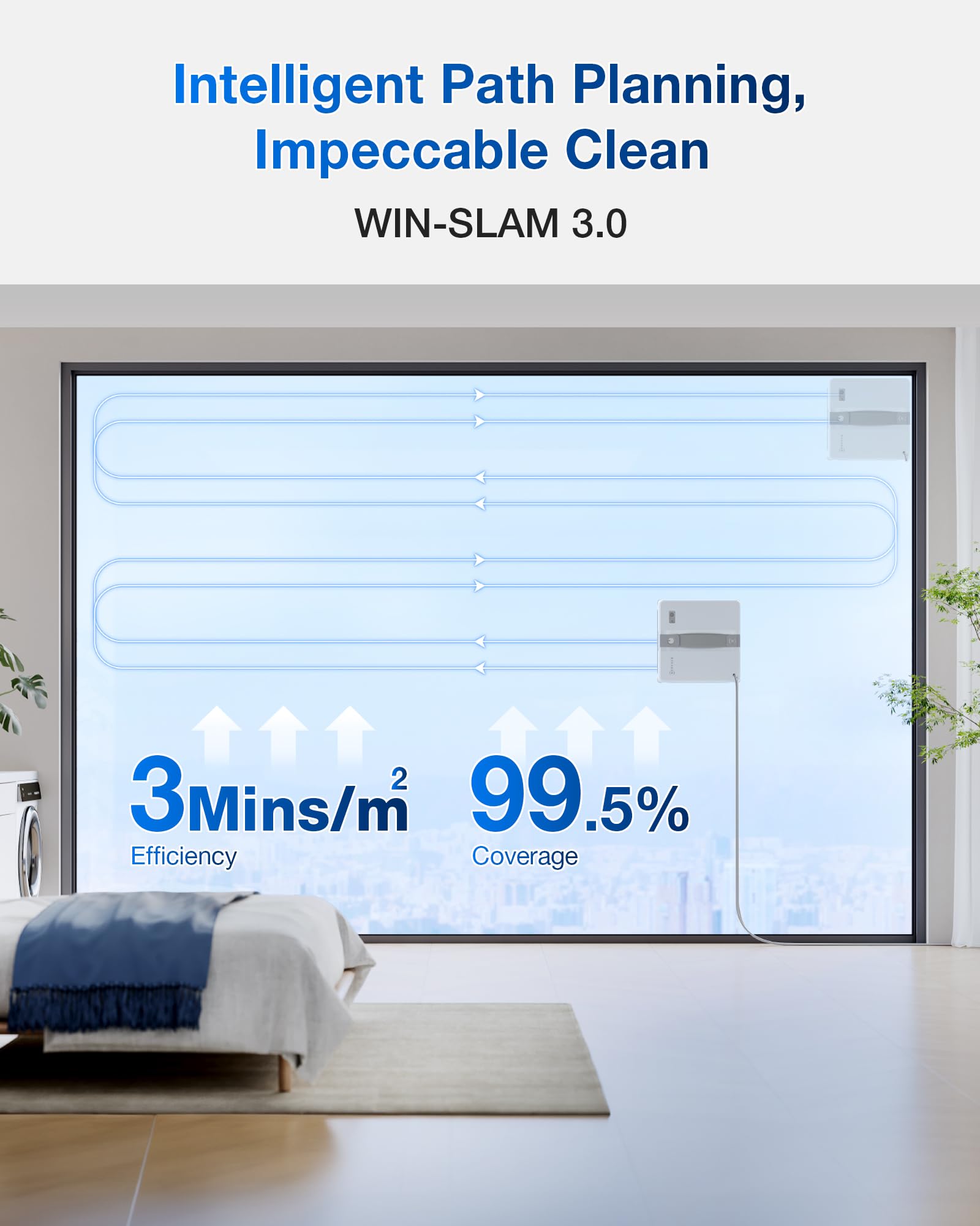 ECOVACS WINBOT Mini Robot Limpiacristales - Diseño Compacto, Boquillas Dobles con Pulverizador Ultrasónico, Sistema de Protección de 9 Etapas, Planificación Inteligente de Caminos, 3 Modos de Limpieza, Sistema Antideslizante