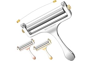 Bellemain Stainless Steel Wire Cheese Slicer - Hand Held Cutter for Cheddar, Gruyere, Raclette, Mozzarella Block, Adjustable 