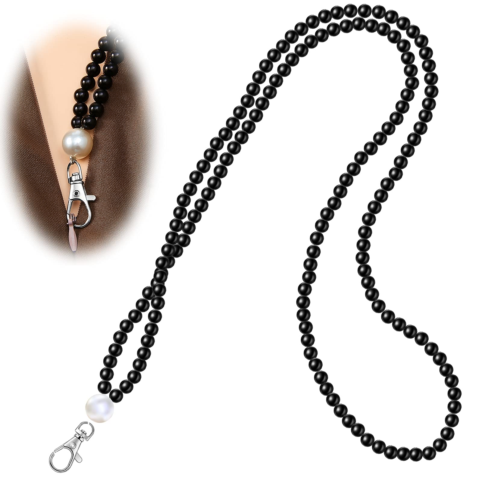 Zipper Helper Artificial Pearl Back Zipper Puller Black and White Dress Zipper Helper Long Beaded Dress Zipper Pull Helper Assistant Zipper Pull for Dress for Zipping up Down Dress and Boot (Black)