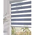 Persilux Blackout Cordless Zebra Blinds for Windows (46" W x 72" H, Dark Grey) with Upgraded Cassette Light Filtering Dual Layers Sheer Shades Free-Stop Thermal Insulated Window Shades for Home