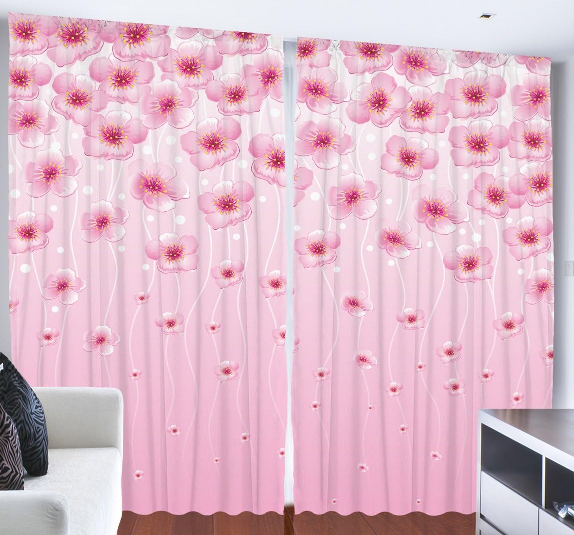 Amazon Com Ambesonne Floral Curtains For Girls Room Home Decor