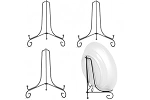 WizeFolk 6 Inch Black Iron Picture Frame Stand,4 PCS Adjustable and Stable Plate Holder Display Stand,Collapsible Frame Holde