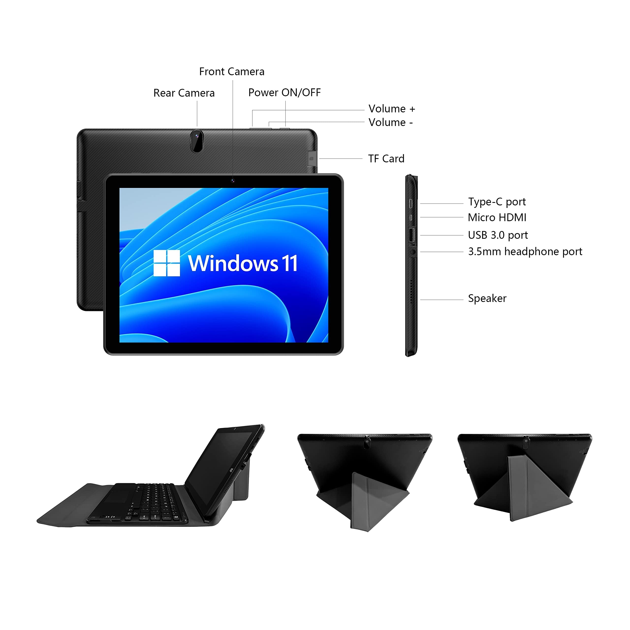 Tibuta W100 Windows 11 Tablet,8.9 inch Windows Tablet,Touchscreen(2048 * 1536 IPS),2-in-1Tablet, 4GB RAM,64GB ROM,Tablet with Keyboard