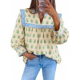Tankaneo Womens Floral Babydoll Blouse Puff Sleeve Peplum Tops Boho Shirts | Casual Ruffle V Neck Flowy Cute