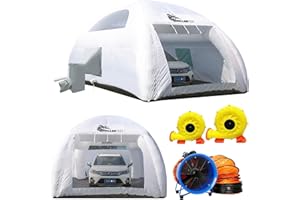 GORILLASPRO Upgrade Portable Inflatable Paint Booth with Air Draft Device & Exhaust Fan 26x15x11Ft with Blowers Professional Inflatable Spray Booth Portable Car Parts Working Booth Tent