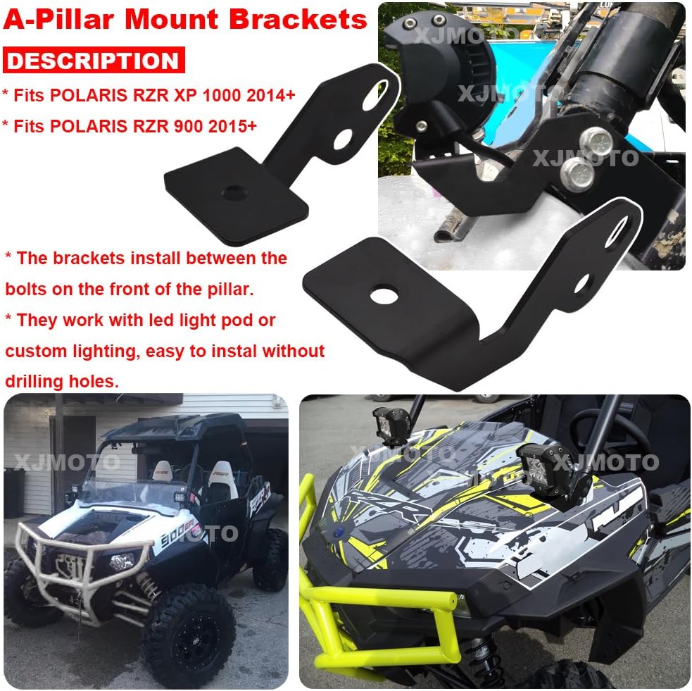 Front A Pillar Roll Bar LED Light Pods Mounting Brackets For Polaris RZR XP 1000 2014 2019 RZR