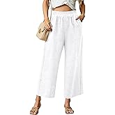 TESANCCO Womens Wide Leg Capri Pants Summer Palazzo Dressy Casual Pant Beach Loose High Waist Lounge Trouser with Pockets