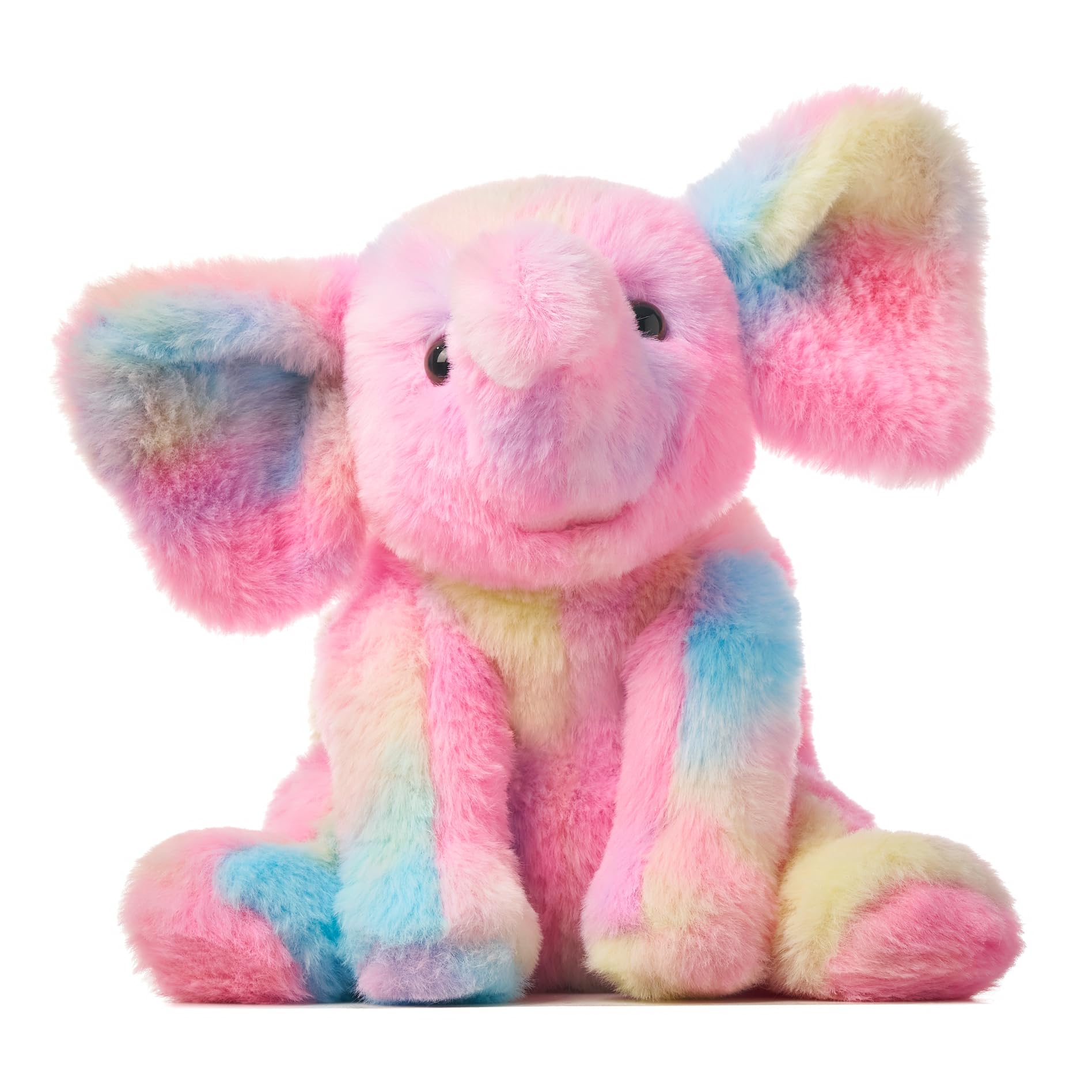 Hopearl Adorable Plush Calf Elephant Toy Floppy Elephish Ultra Soft Stuffed Animal for Boys Girls Kids Toddlers, Rainbow, 9''