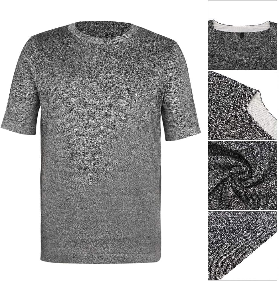 Cut Resistant Clothing Cut-proof Clothes Stab Proof T-shirt Safety Protection Round Neck Safety Top Level 5 Protective T-shirt for Workers in Metal Manufacturing Wood Processing Glass Cutting(L) - - 