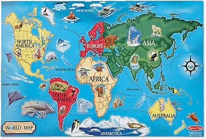 Melissa Doug 10446 Puzzle De Sol Carte Du Monde