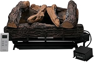 Americangaslogs 18-24 Inch Ventless Fireplace Logs Set with Remote Control, Only Used for Natural Gas,Heats up to 43000BTU (Natural Gas Fireplace Oak, 24inch)