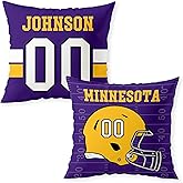 Personalized Football Custom Pillow - USA Made - Sports Decor for Football Fans - American Football Custom Fan Gift with Helmet Number, Name, City, and Team Colors (16"x16" - Minnesota)