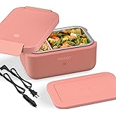 Bentgo Heat - Electric Lunch Box - Portable Food Warmer for Adults, Heated Lunch Box for Work, Travel, School & On the Go, Plug Into Wall or Car, Ideal for Ages 14+, 12V/24V & 120V Cords (Pink Spice)