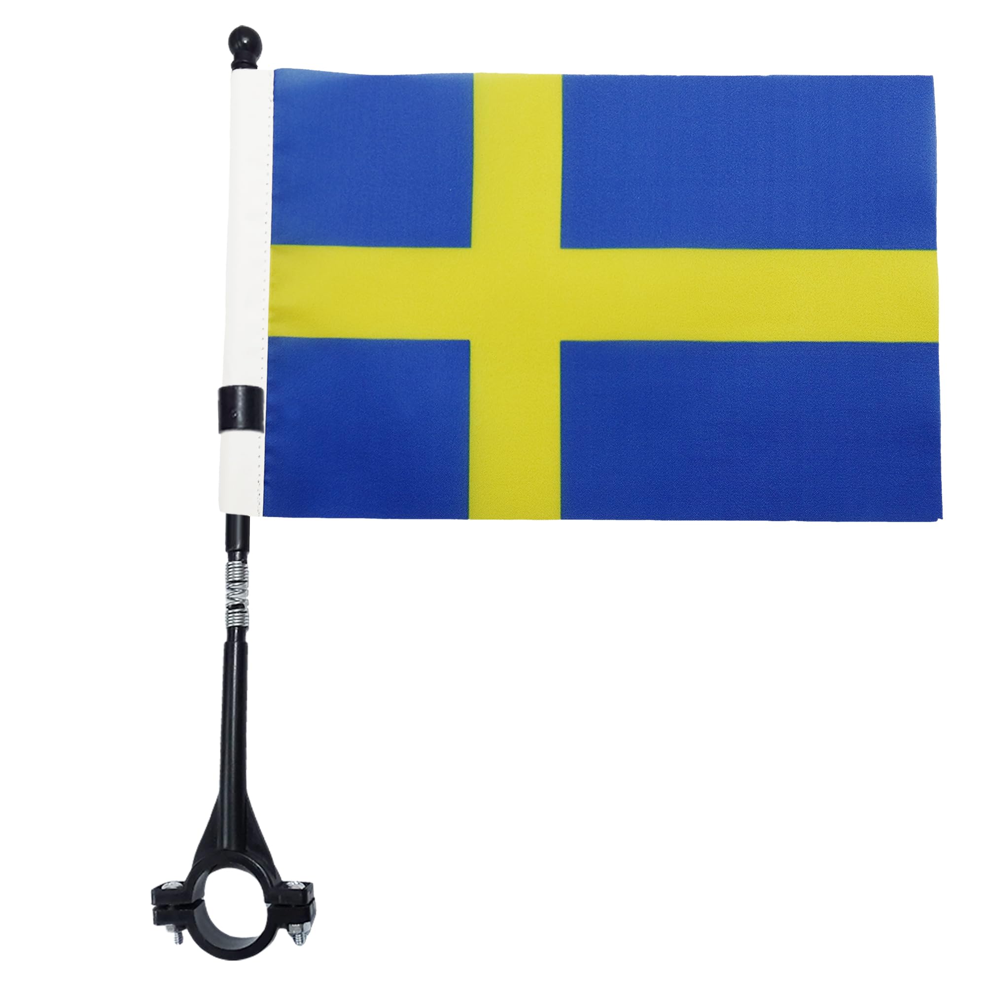 AZ FLAG - Sweden Bike Flag 4'' x 6'' - Swedish Bicycle Flag 100% Polyester 21 x 14 cm - Mini Banner with 12'' Black Plastic Pole