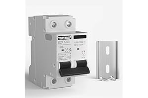 YQBYJING DC Circuit Breaker 10 Amp Solar Panel Disconnect Switch 12V-500V 2 Poles Miniature Solar Circuit Breaker for Outdoor PV Homes Battery, AC 110V DIN Rail MCB