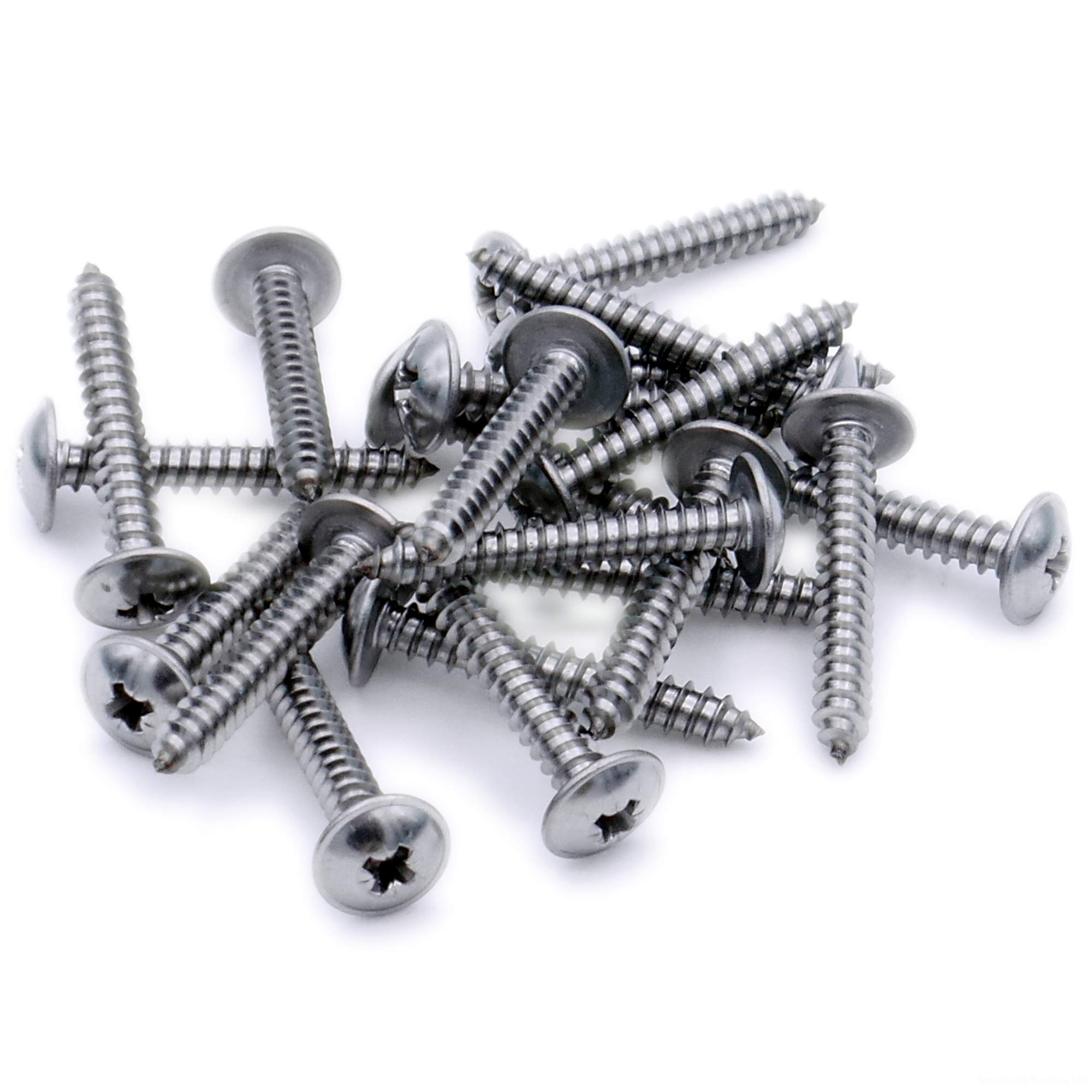 No.4 x 1 (2.9mm x 25mm) Pozi Flanged Self-Tapping Screw - Stainless Steel (A2) (Pack of 20)