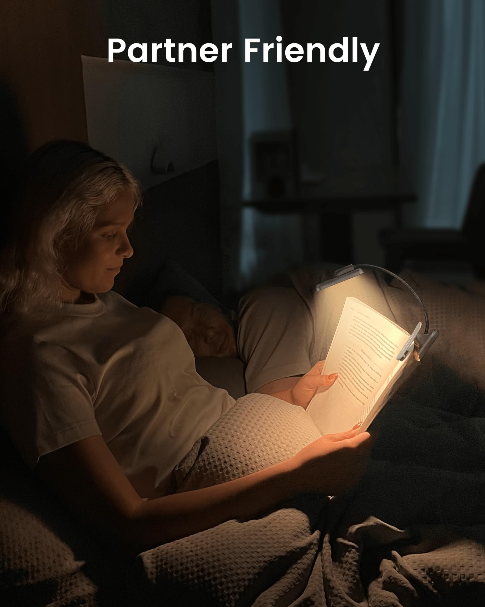 Glocusent Book Light Rotatable: 22 Led Rechargeable Book Light for Reading in Bed with Timer - Eye Caring 3 Color Temperatures, Stepless Dimming, 100Hrs Runtime Clip on Reading Light for Book Lovers