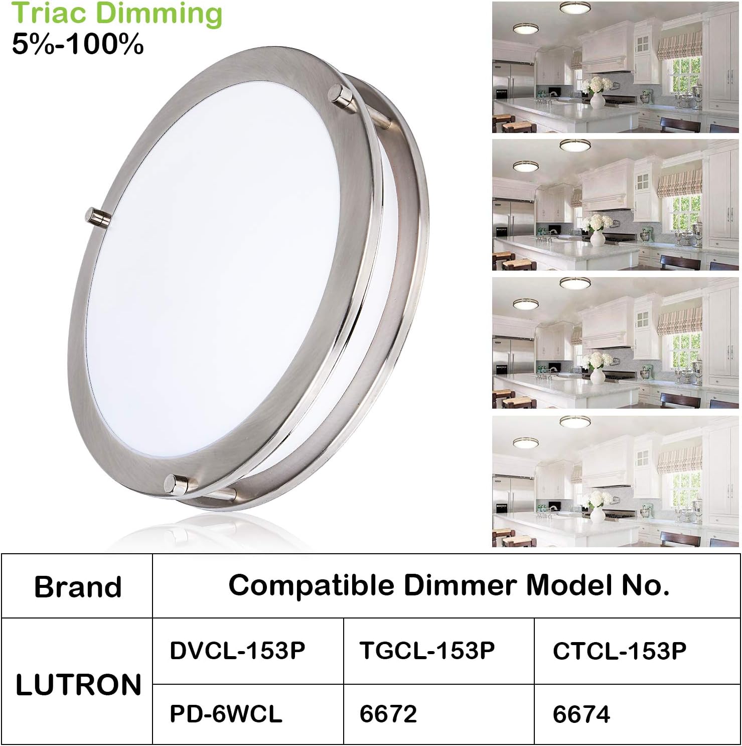 13 inch Flush Mount LED Ceiling Light Fixture, 3000K/4000K/5000K Adjustable Ceiling Lights, Brushed Nickel Saturn Dimmable Lighting for Hallway Bathroom Kitchen or Stairwell, ETL Listed - - 