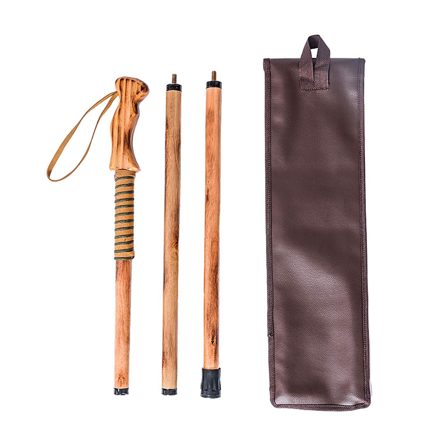 FOREST PILOT 3 Pieces Detachable Hardwood Walking Stick Pine Handle with a Compass (Nature Color, 48 Inches, 1 Piece)