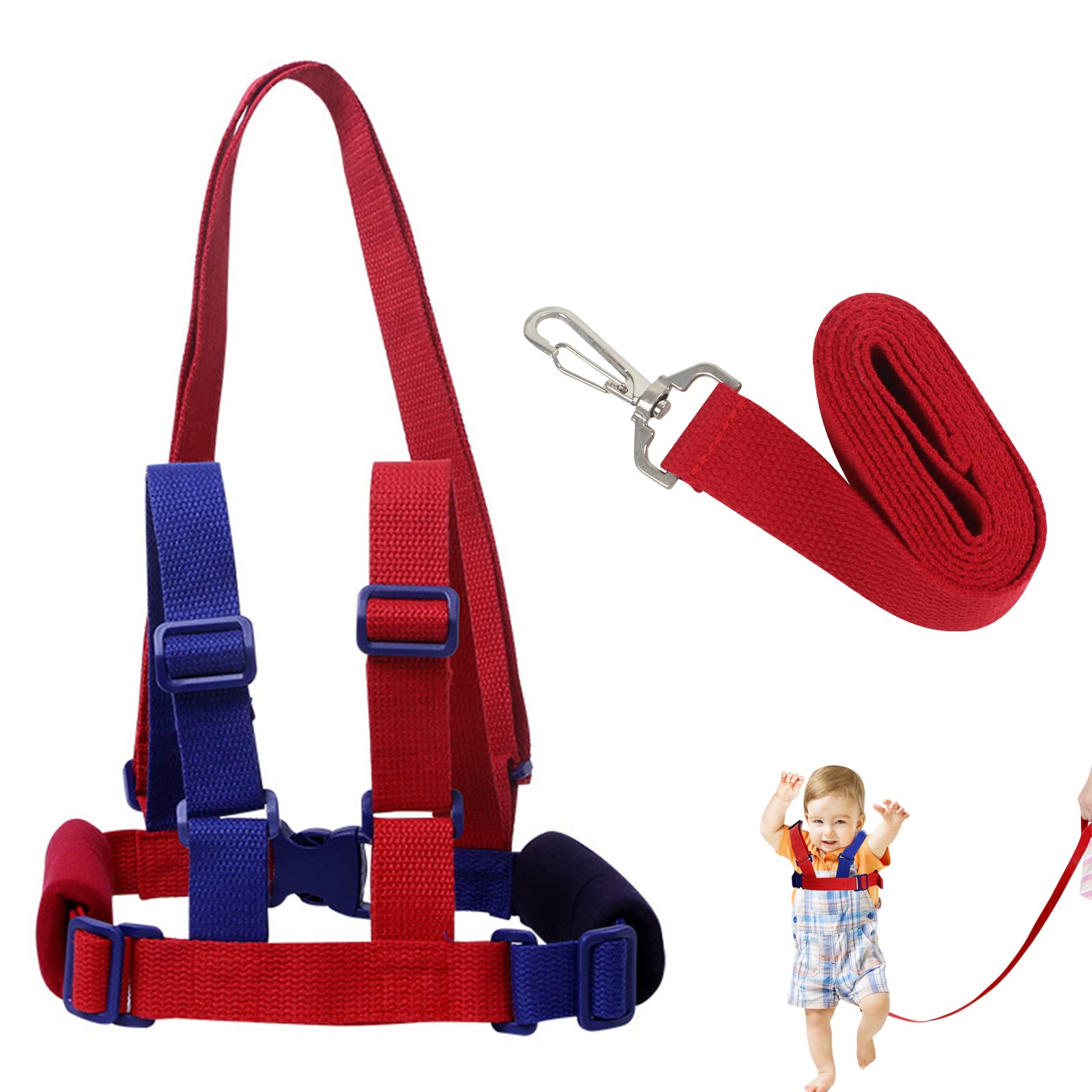 QOPAHI Baby Walking Harness and Safety Leash Anti-Lost, Baby Reins for Toddlers Boys & Girls, 2 in 1 Childrens Reins Child Rope Leash, Toddler Harness for Walking 1-3 Years