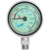 1.5" Nano Scuba Pressure Gauge SPG - Dual-Scale PSI/BAR - Made in Italy | Ultra-compact 1.5" dial, luminous face, nickel-plated brass body, copper-beryllium mechanism; EN250:2014 certified