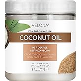 velona Coconut Oil 92 Degree 8 fl oz | 100% Pure and Natural Carrier Oil | in jar | Refined, Cold pressed | Skin, Face, Body,