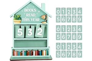 Books Read This Year Counter, Wooden Rustic Home Display Manual Read Tracker | Bookshelf Decor Reading Sign - For Shelf Table