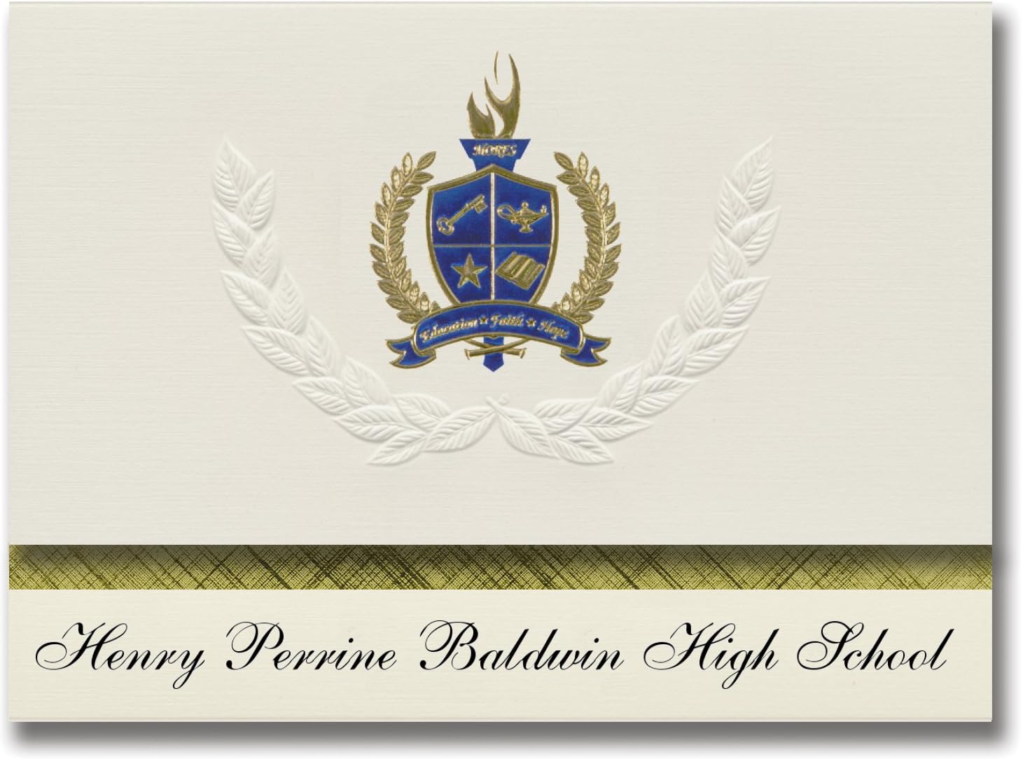 Signature Announcements Henry Perrine Baldwin High School (Wailuku, HI) Graduation Announcements, Presidential style, Elite package of 25 with Gold & Blue Metallic Foil seal