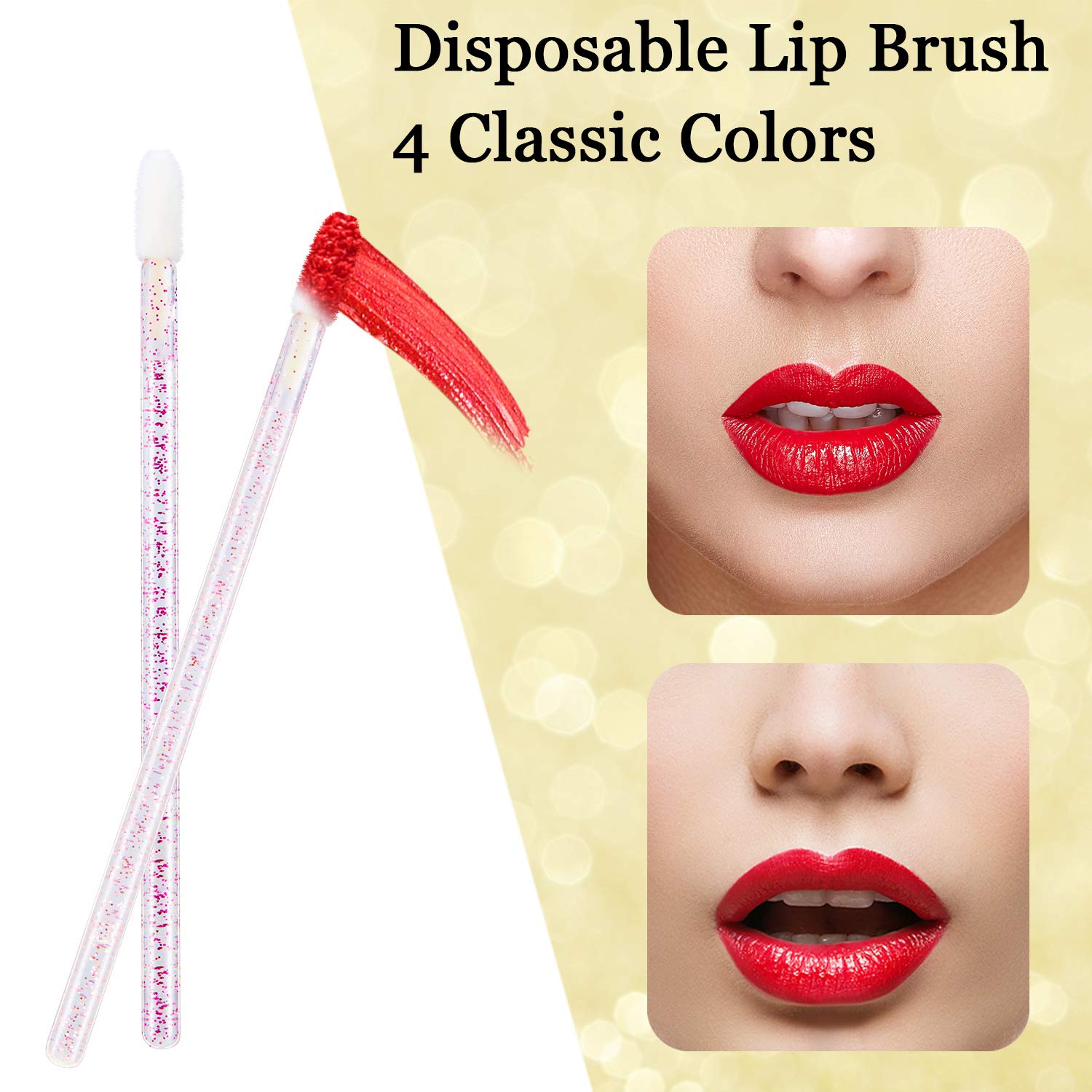 200 Pieces Disposable Lip Brushes Glitter Crystal Lip Brush Lip Gloss Applicators Lipstick Gloss Wands Makeup Brushes Tool Kits: Beauty