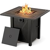 HOTEAGLE 30" Propane Fire Pit with Premium Ceramic Tabletop, 50000 BTU Powerful Gas Firepit Table - Includes Lid and Lava Rocks, Ideal Outdoor Fire Pit for Dining, Party in Patio, Garden, Yard