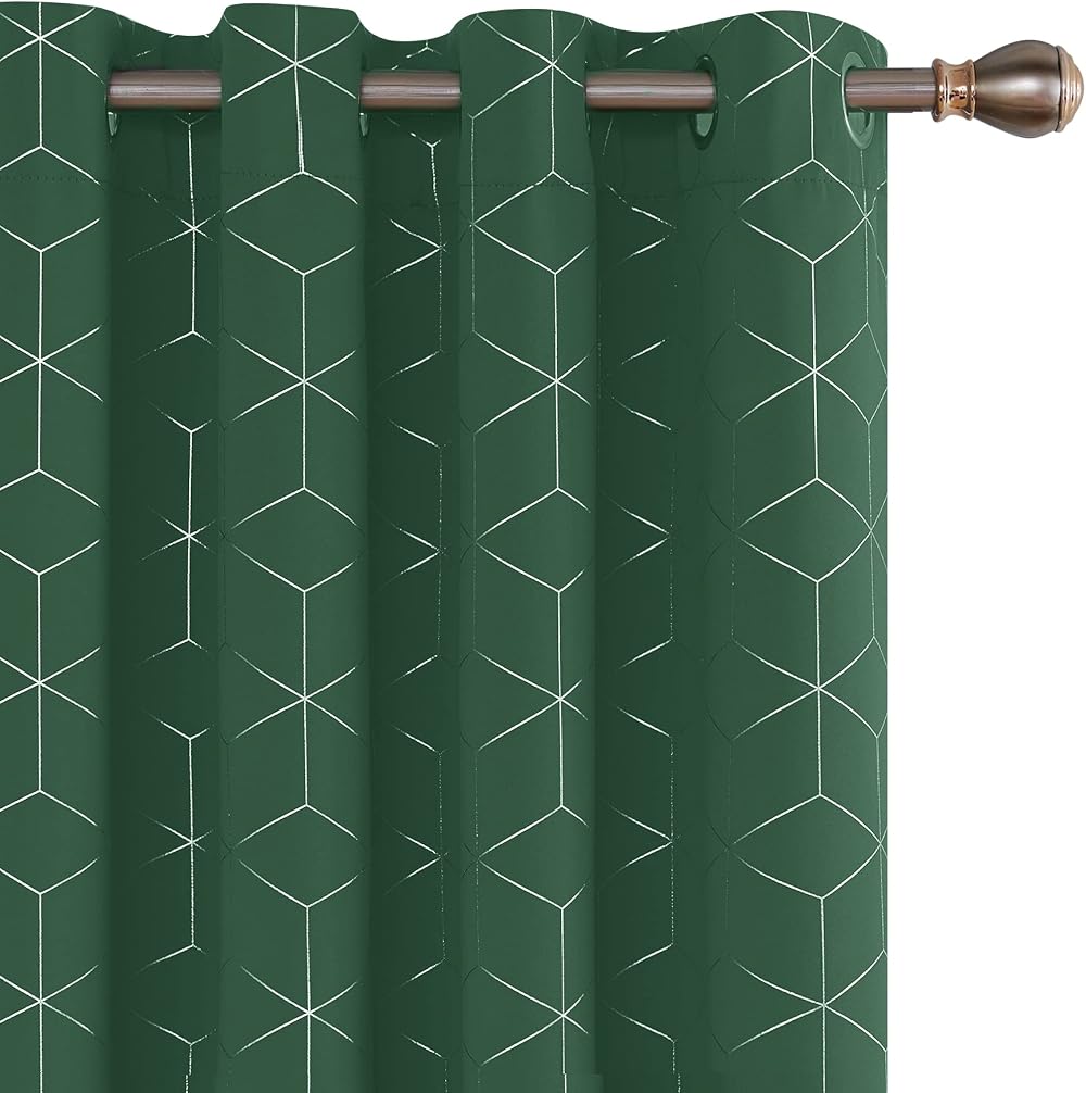 Deconovo Christmas Decorations Blackout Curtains Eyelet Foil Diamond 2 Panels