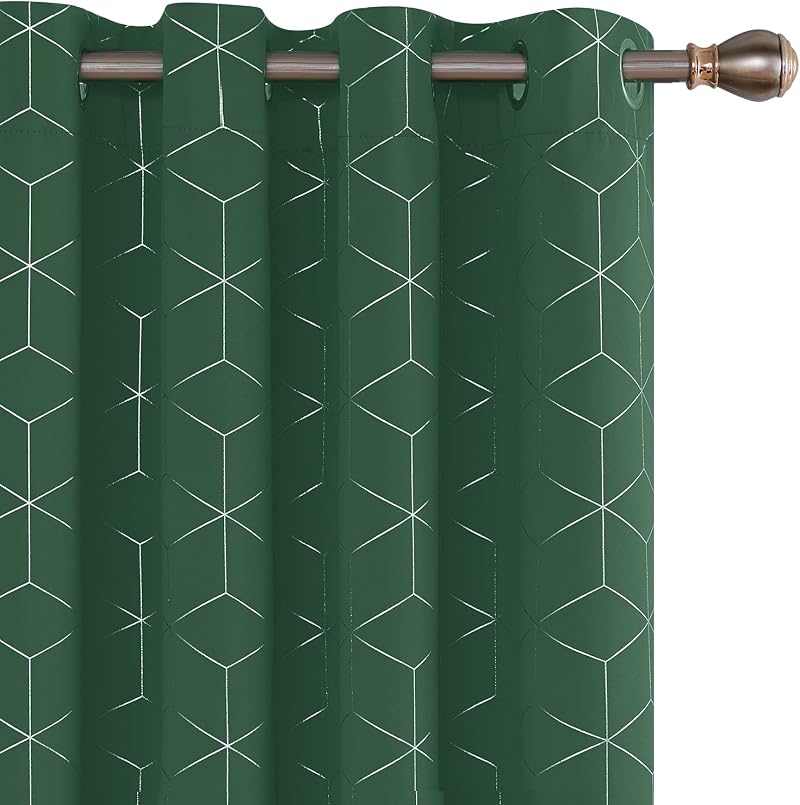 Deconovo Christmas Decorations Blackout Curtains Eyelet Foil Diamond 2 Panels