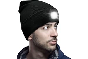 CENSGO Unisex Hat with Light, USB Rechargeable Headlamp Beanie, Gifts for Dad Father Men Husband Warm Knitted Cap