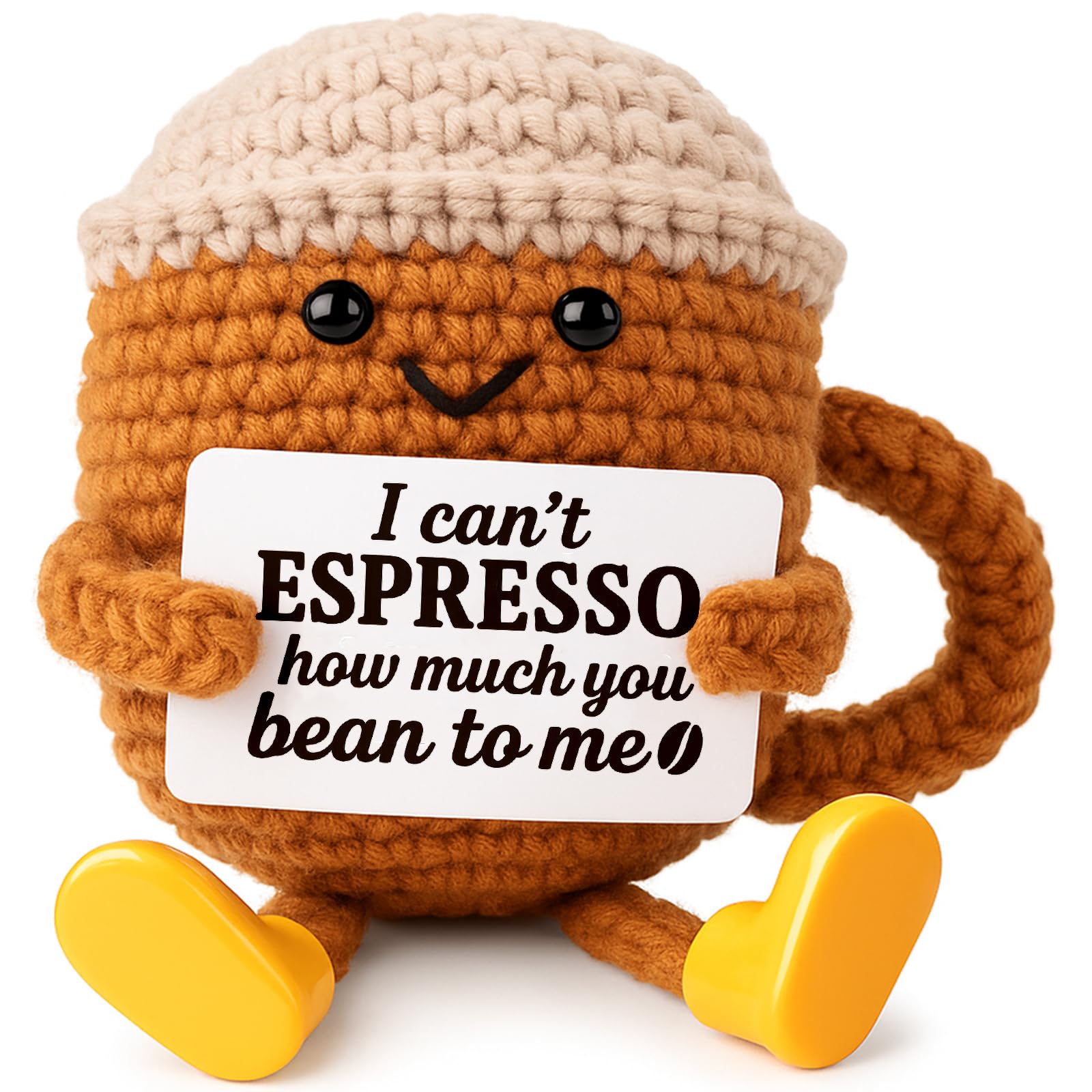 Photo 1 of TWPER Valentine's Day Gifts for Her Him Women Men Girlfriend Boyfriend Birthday Gifts, Positive Crochet Coffee Cup Desk Decor, Cute Small Coffee Lover Gift for Best Friend Couple Wife Husband