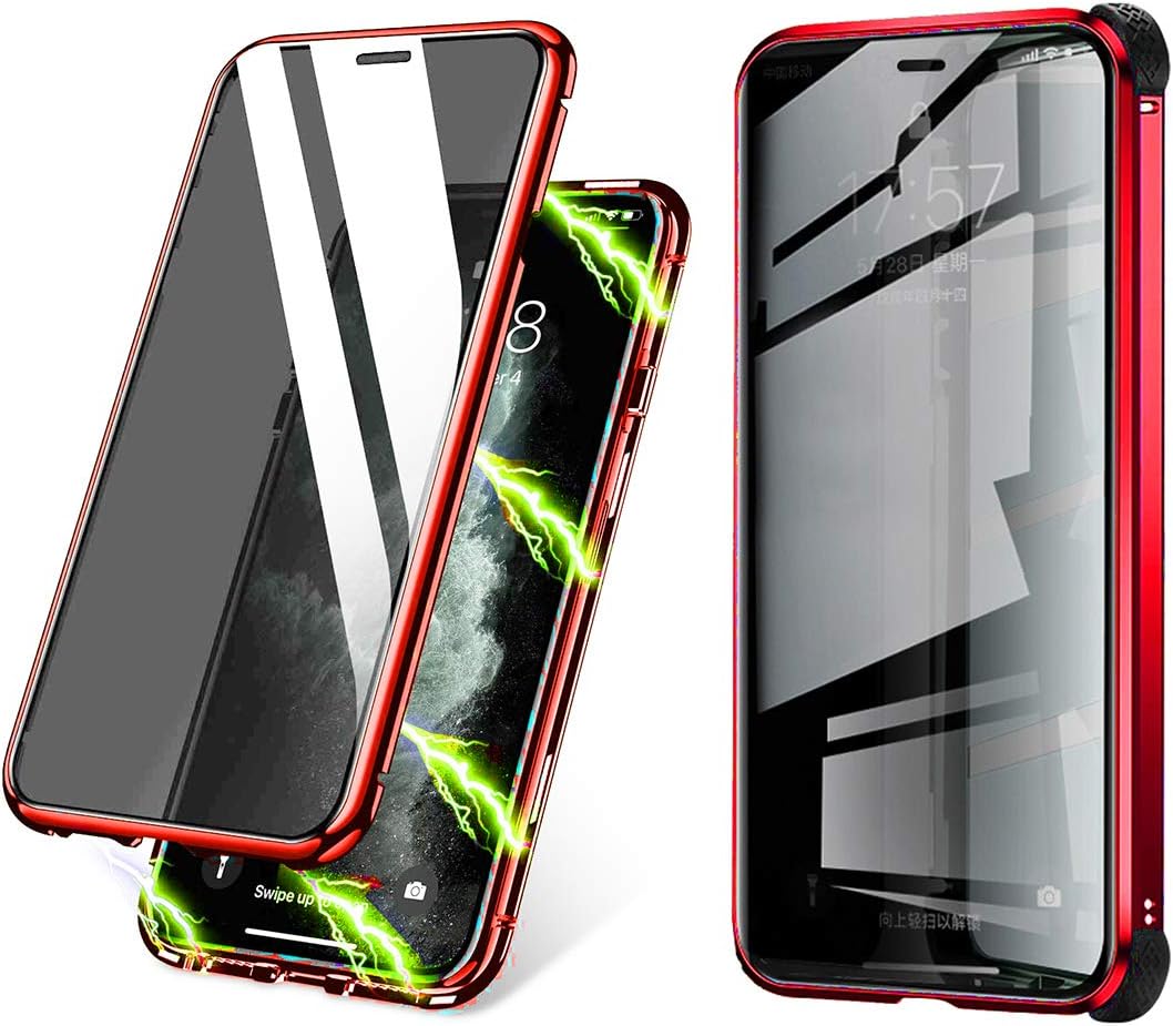 BVCY Magnetic Adsorption Case for iPhone Xs Max with Built-in Anti-Spy Privacy Screen Protector Anti-Peeping Case (Red)