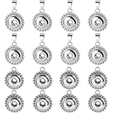 SOFPLATE 1 Box 16Pcs 2 Styles Snap Button Charms Snap Jewelry Charms Alloy 18mm Hang Small Silver Base Interchangeable Pendant Charm for Jewelry Making Charms Necklaces Bracelets Earrings DIY Crafts