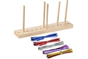 WILLBOND Bow Maker for Ribbon Wreath Wooden Maker Tool with U-Shaped Scissor and Twist Ties for Making Bows DIY Crafts Christmas Party Decorations Hair Corsages(Gold, Silver, Rose, Purple, Blue)