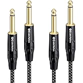 Cable Matters 2-Pack Braided 1/4 Inch TS to TS Electric Guitar Cable - 3ft, Guitar Cord/GuitarAmp Cord/Instrument Cable for ElectricGuitar, Mandolin, Bass AMP, Keyboard, Mixer, Equalizer